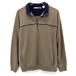 Y2K 90s Grand Slam Golf Pullover Sweater Mens Size L Taupe 1/4 Zip Pockets
